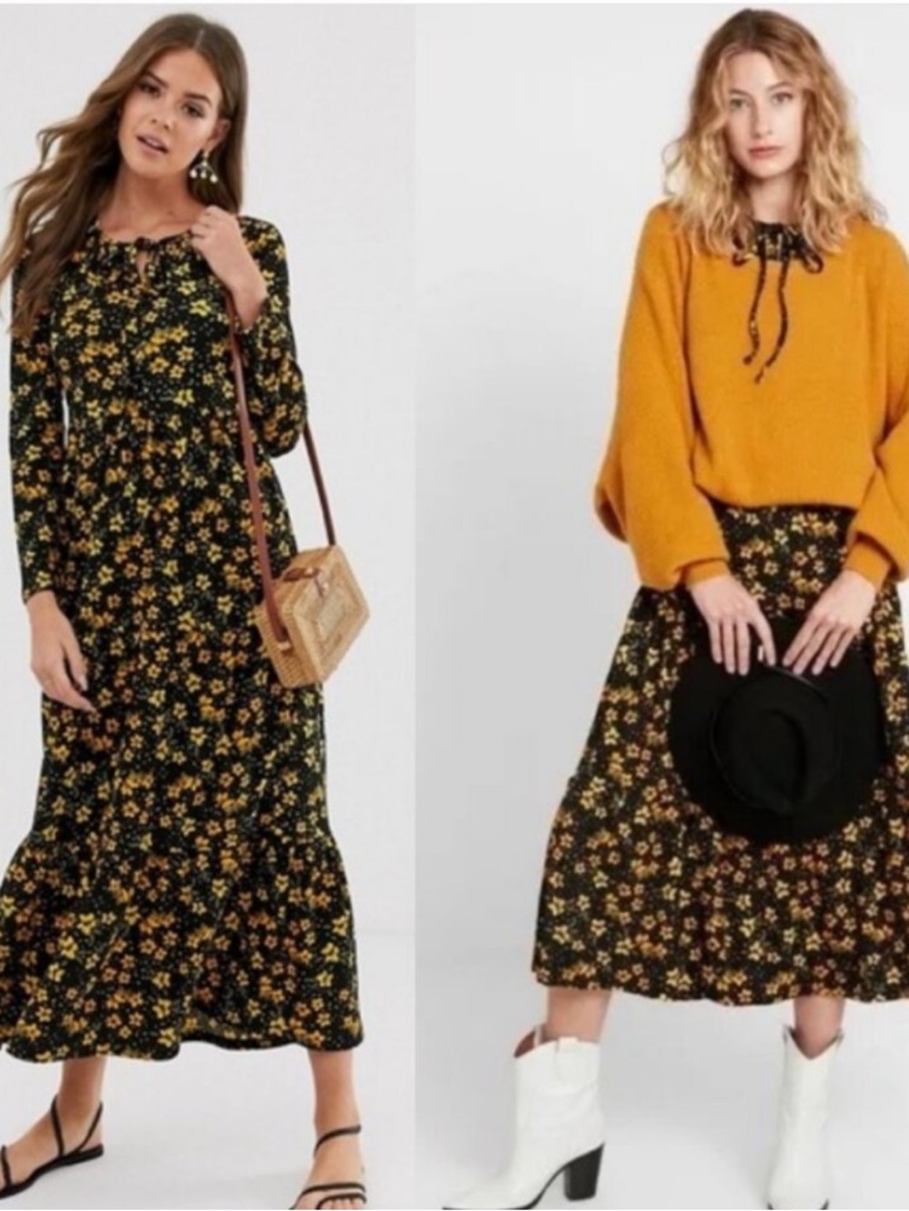 Free People Tiers of Joy Long Sleeve Prairie Dress XS Floral Modest Boho